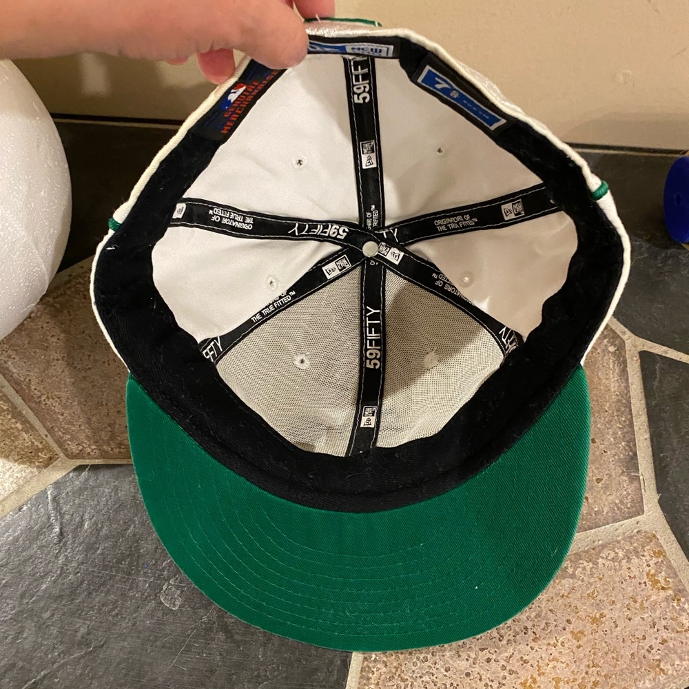 Y2K New Era 59FIFTY Oakland Athletics Embroidered Wordmark Cap White Green 7 5/8 - Picture 6 of 12